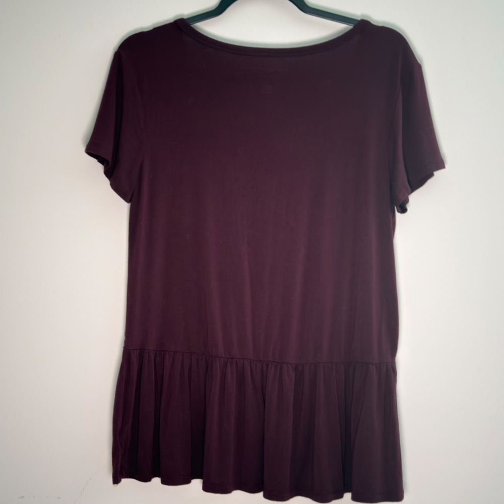 American Eagle Soft & Sexy Burgundy Floral Embroidered Babydoll Henley Top S - Picture 2 of 7